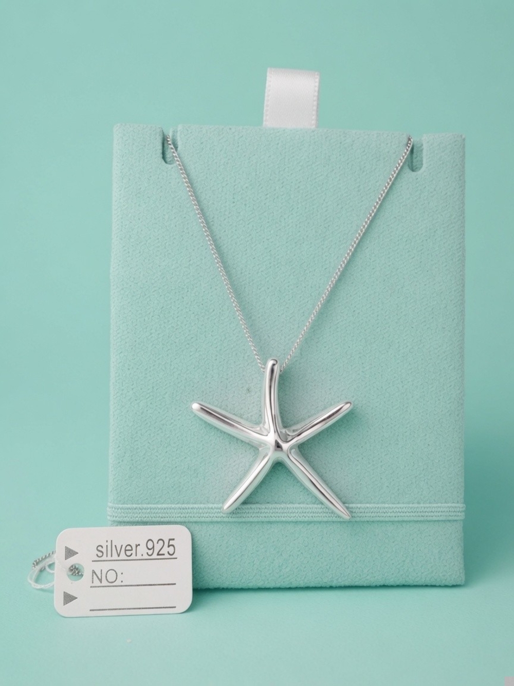 Kiss of the Sea • Solid 925 Silver Starfish Pendant 1" + 9" Chain